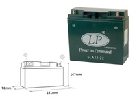 LANDPORT AKUMULATOR SLA12-22 12V/22AH SEALED BMW (+4AH) 180X75X165 BEZOBSŁUGOWY - ZALANY 