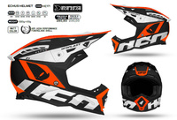 UFO 2022/10 KOLEKCJA 2023 KASK CROSS ECHUS KOLOR CZARNY - BIAŁY - POMARAŃCZOWY FLUO ROZMIAR XL