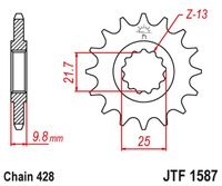 JT ZĘBATKA PRZEDNIA 2049 19 YAMAHA FZR 400 '88-95', SR 400 '88-17' SR 500 '91-00' (204919JT) (ŁAŃC. 428)