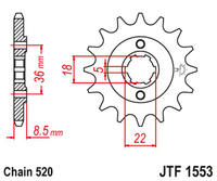 JT ZĘBATKA PRZEDNIA 2052 14 YAMAHA XT 250 TL (JAPAN) '83-84' SRX 250 '87' (205214JT) (ŁAŃC. 520) NA ZAMÓWIENIE