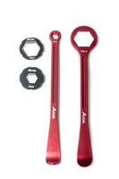 ACCEL KOMPLET ŁYŻEK DO OPON (23+24CM) ALU7075 KUTE Z KLUCZAMI 10,13,17,27,32 MM KOLOR CZERWONY