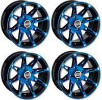 KOMPLET FELG MOOSE RACING 12x7 4/156 4+3 POLARIS NIEBIESKIE