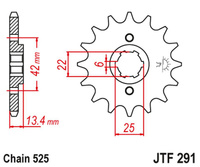 JT ZĘBATKA PRZEDNIA 291 14 HONDA CB 450S '86-'89 (29114JT) (ŁAŃC. 525) NA ZAMÓWIENIE