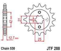 JT ZĘBATKA PRZEDNIA 288 16 HONDA CB 500 FOUR '72-'77, CB 550F/K '75-'80 (28816JT) (ŁAŃC. 530) (-1)