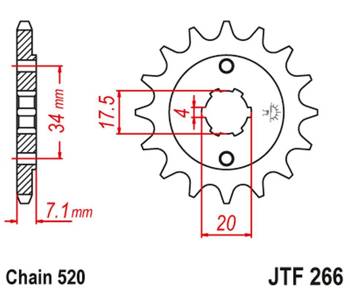 JT ZĘBATKA PRZEDNIA 266 14 HONDA CR 125 '79-'85 (26614JT) (ŁAŃC. 520)