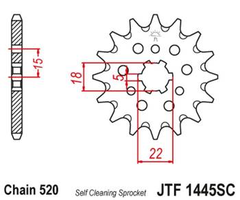 JT ZĘBATKA PRZEDNIA 423 13 KAWASAKI KX 125 '94-'07 SAMOOCZYSZCZAJĄCA (42313JT) (ŁAŃC. 520)