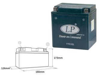 LANDPORT AKUMULATOR YTX30L 12V 30AH 166X125X175 BEZOBSŁUGOWY - ZALANY (2)