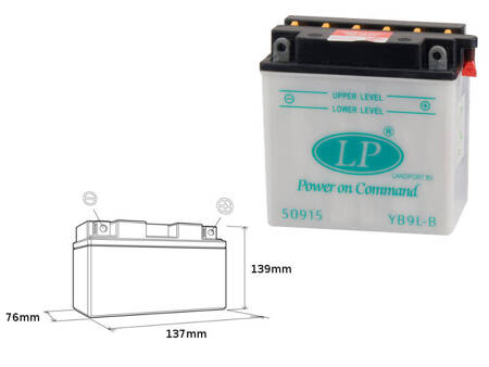 AKUMULATOR LANDPORT 12V 9AH 137X76X140 YB9L-B