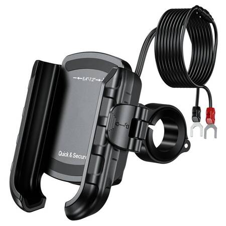 BIKETEC TKN UCHWYT MOTOCYKLOWY NA TELEFON QUICK LOCK Z ŁADOWARKĄ USB 3.0 MONTOWANY NA KIEROWNICĘ LUB LUSTERKO TYP: R9-CLIP-PD