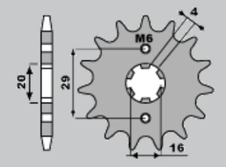 GROSSKOPF PROMOCJA ZĘBATKA PRZEDNIA 425 15 SUZUKI TS125 R/X '90-'96, RG125 '92-'96 (-1) (JTF425.15)