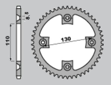 GROSSKOPF PROMOCJA ZĘBATKA TYLNA ALUMINIOWA 4306 51 HONDA CR 85 '03-'07, CRF 150 '07-'22 (+1) KOLOR CZARNY