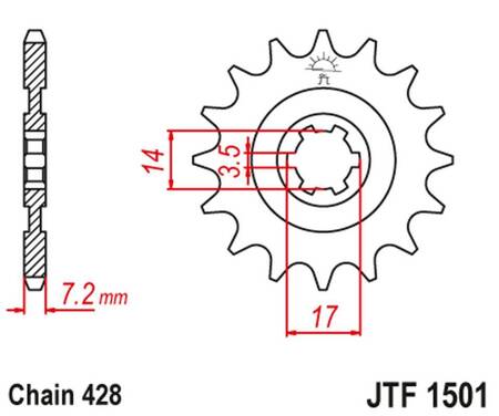 JT ZĘBATKA PRZEDNIA 2054 14 KAWASAKI KLT/KLF 110 '84-88', KLX 140 '08-20' (205414JT) (ŁAŃC. 428)