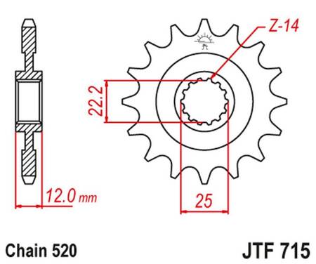 JT ZĘBATKA PRZEDNIA 2102 13 GAS GAS EC 125/200/250/300/400/450/515 '00-18' (210213JT) (ŁAŃC.520)