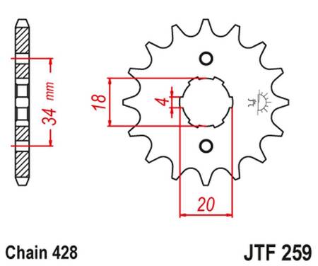 JT ZĘBATKA PRZEDNIA 259 12 HONDA XL 125, NX 125 (25912JT) (ŁAŃC. 428)