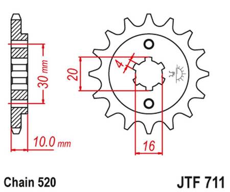 JT ZĘBATKA PRZEDNIA 720 13 CAGIVA 125 W8/FRECCIA/PLANET/MITO/RAPROR '85-10' (72013JT) (ŁAŃC.520)