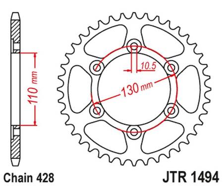 JT ZĘBATKA TYLNA 1494 56 KAWASAKI NINJA 125/Z 125 '19 (JTR1494.56)* (ŁAŃC. 428)