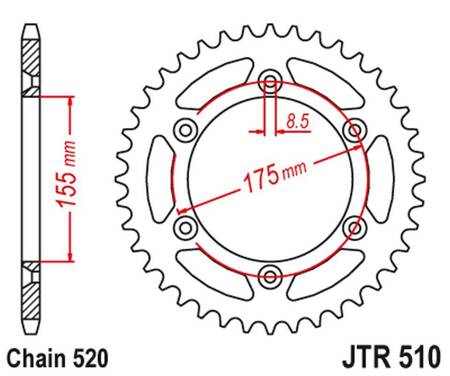 JT ZĘBATKA TYLNA 1503 46 HUSQVARNA 125/250 WRK '88-89', CAGIVA 125/250 WMX '85-88' (150346JT) (ŁAŃC.520)