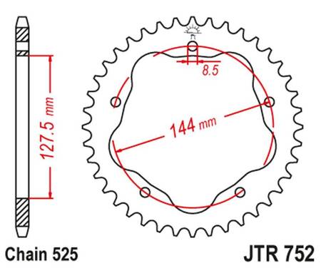 JT ZĘBATKA TYLNA 4320 36 DUCATI 848/916/996/1000/1100 (POTRZEBNY ADAPTER JTA750B) (432036JT) (ŁAŃC. 525)