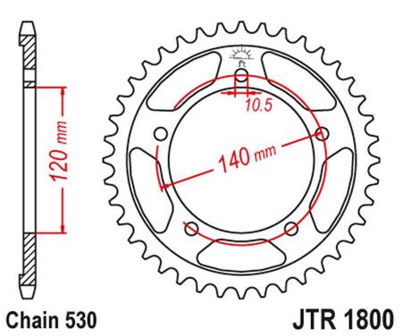 JT ZĘBATKA TYLNA 4409 43 SUZUKI GSF 1250 '06-'16, GSXR 1000/1300 (JTR1800.43ZBK)* (ŁAŃC. 530) KOLOR CZARNY