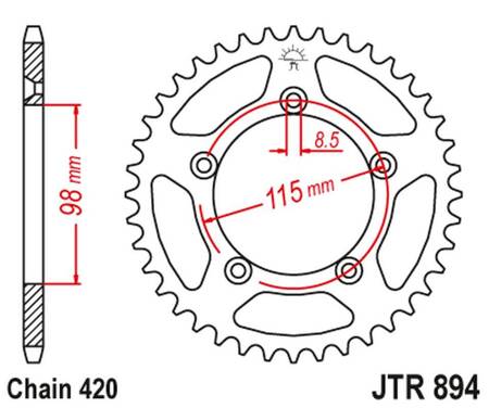 JT ZĘBATKA TYLNA 4552 48 KTM SX 60/65 '98-'21 (455248JT) (ŁAŃC. 420) KOLOR CZARNY