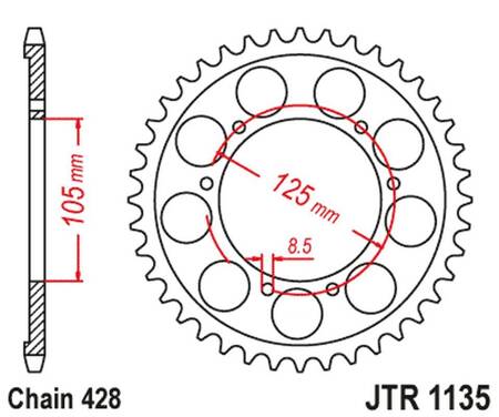 JT ZĘBATKA TYLNA APRILIA RX 125 E4 '18-19 (JTR1135.62)* (ŁAŃC. 428)