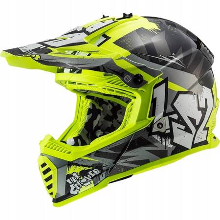 KASK CROSS ENDURO LS2 FAST EVO CRUSHER CZARNO-ŻÓŁTY ROZMIAR M