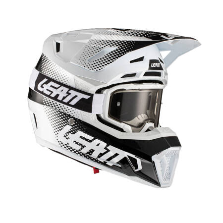 LEATT (2022 WYPRZEDAŻ) KASK MOTO 7.5 V22 (+ GOGLE VELOCITY 4.5 GRATIS) HELMET KIT WHITE KOLOR BIAŁY/CZARNY ROZMIAR XL (61-62 cm)