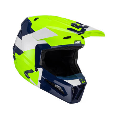 LEATT (2023) KASK MOTO 2.5 V23 HELMET LIME KOLOR ŻÓŁTY FLUO/GRANATOWY/BIAŁY ROZMIAR M (57-58 cm)