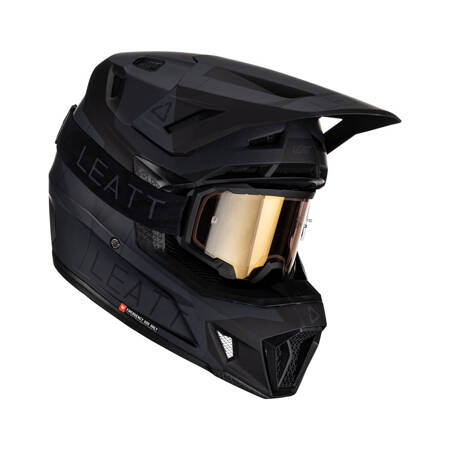 LEATT (2023) KASK MOTO 7.5 V23 (+ GOGLE VELOCITY 4.5 IRIZ GRATIS) HELMET KIT STEALTH KOLOR CZARNY ROZMIAR L (59-60 cm)