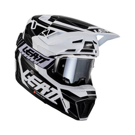 LEATT (2023) KASK MOTO 7.5 V23 (+ GOGLE VELOCITY 4.5 IRIZ GRATIS) HELMET KIT WHITE KOLOR CZARNY/BIAŁY ROZMIAR L (59-60 cm)