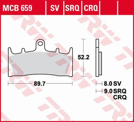 TRW LUCAS ZF KLOCKI HAMULCOWE KH188 CARBON RACING KAWASAKI ZX-6R/ZX-7R '96-'02, ZX-9R '96-'01, ZRX 1100 '96-'00, ZRX 1200 '01-'06, ZX-12R '00-'03, SUZUKI GSX-R 750 '94-'99, GSF 1200 BANDIT '01-'05, GSX 1300R '99-'07, GSX 1400 '01-'07 PRZÓD