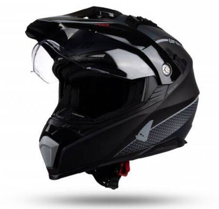 UFO 2022 KASK OFFROAD DUAL ARIES TOURER/CROSSOVER Z DASZKIEM CZARNY SZARY MAT ROZMIAR S