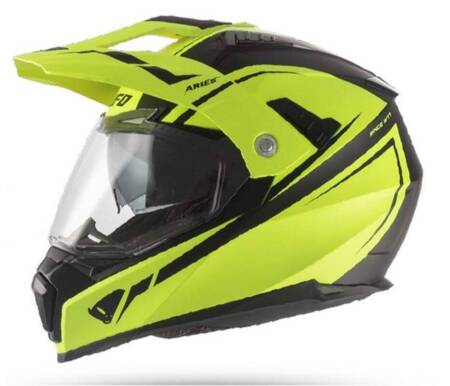 UFO 2023/07 KASK ARIES OFFROAD / DUAL / TOURER / CROSSOVER Z DASZKIEM KOLOR ŻÓŁTY FLUO/CZARNY ROZMIAR XL - KOLEKCJA 2023